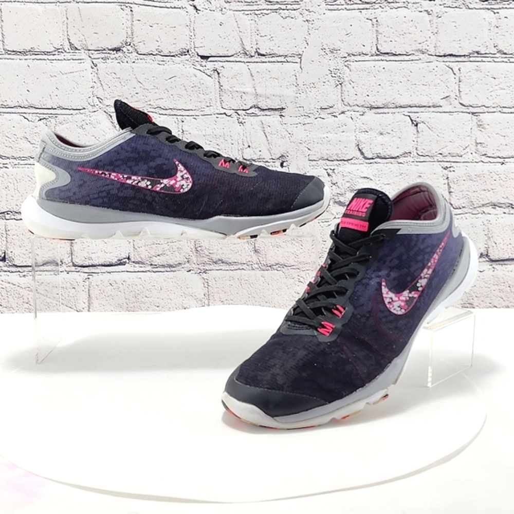 NIKE FLEX SUPREME TR4 - Sneakers,  shoes, black/grey/pink, size 10
